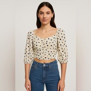 Wilfred XXS Polka Dot Puff Sleeve Crop Top